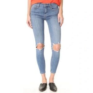 Free People Womens Light Wash Busted Knee Destroyed Skinny Jeans Size 29R